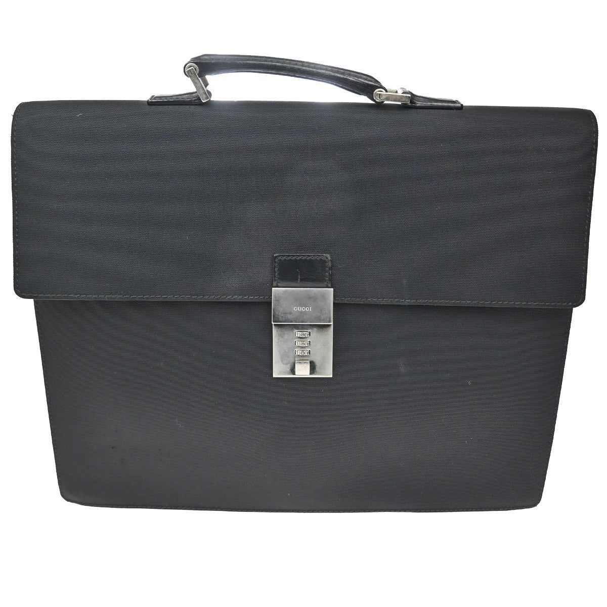 GUCCI LOGO  Top Handle Business Hand Bag Leather Black SHW Italy 09TA421