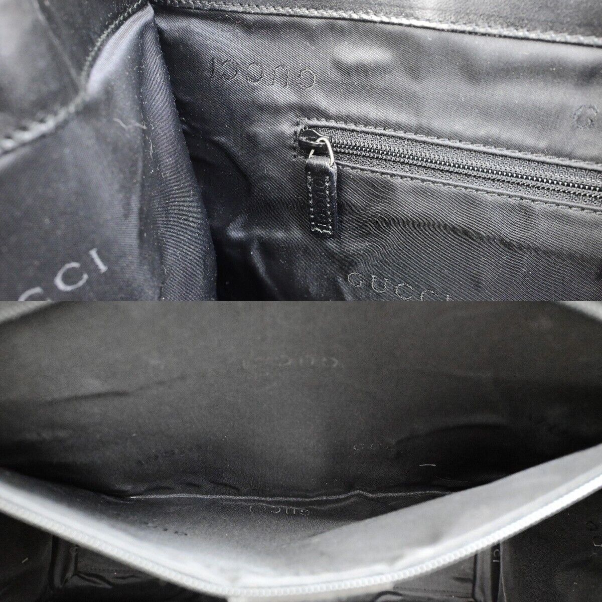 GUCCI Logo Jackie GG Pattern Shoulder Hand Bag Canvas Leather Black SHW 62EC878