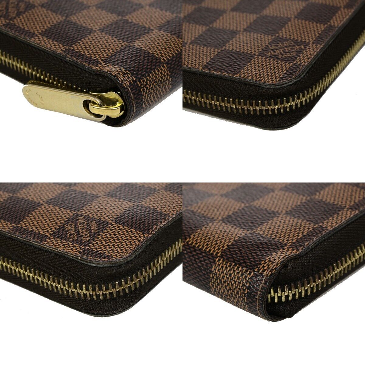 LOUIS VUITTON Zippy Wallet Long Bifold Purse Damier Leather Brown N60015 71EB896