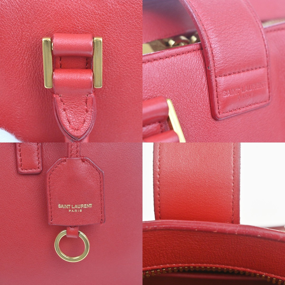 SAINT LAURENT Baby Cabas YSL 2way Shoulder Hand Bag Leather Red Italy 97RL889