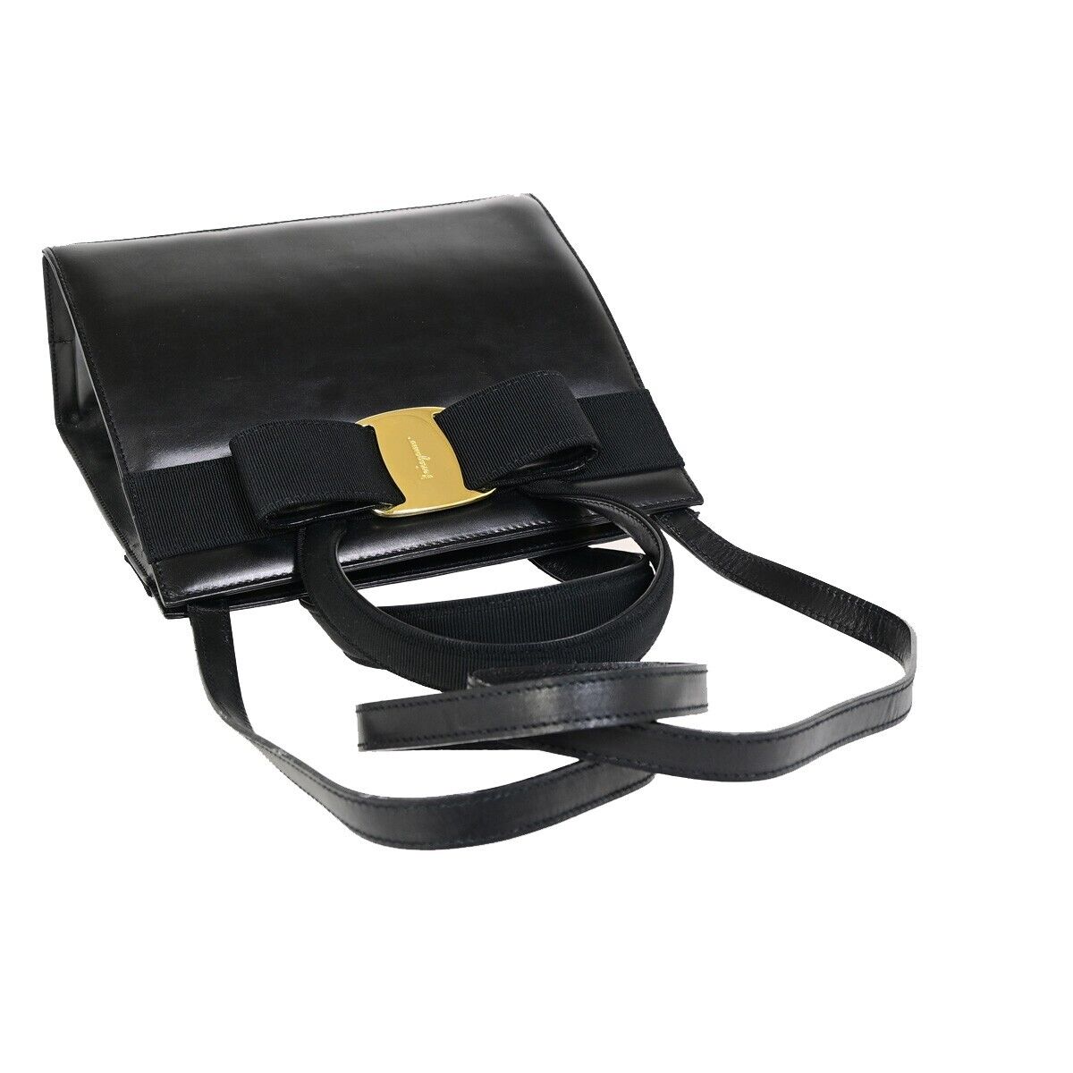 SALVATORE FERRAGAMO Logo Vara 2Way Shoulder Hand Bag Canvas Leather BK 86FA675