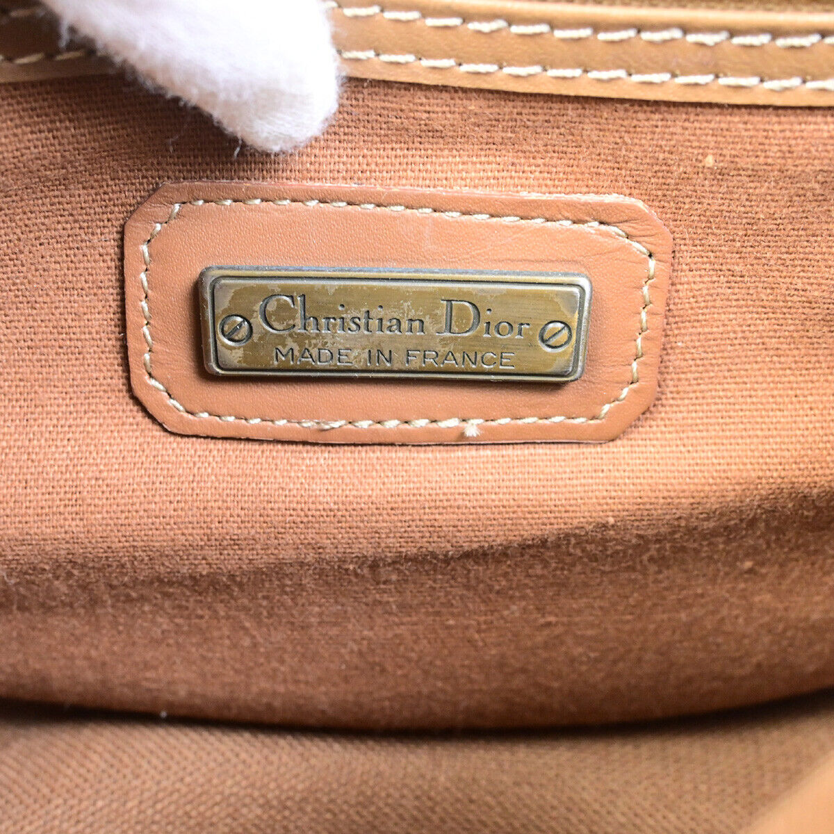 CHRISTIAN DIOR Logo Honeycomb Mini Shoulder Bag PVC Leather Brown GHW 61YG492