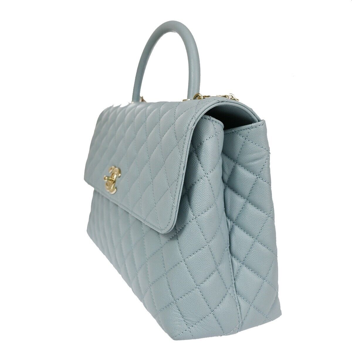 CHANEL CC Matelasse 2Way Chain Shoulder Bag Caviar Skin Leather Blue 901RH897