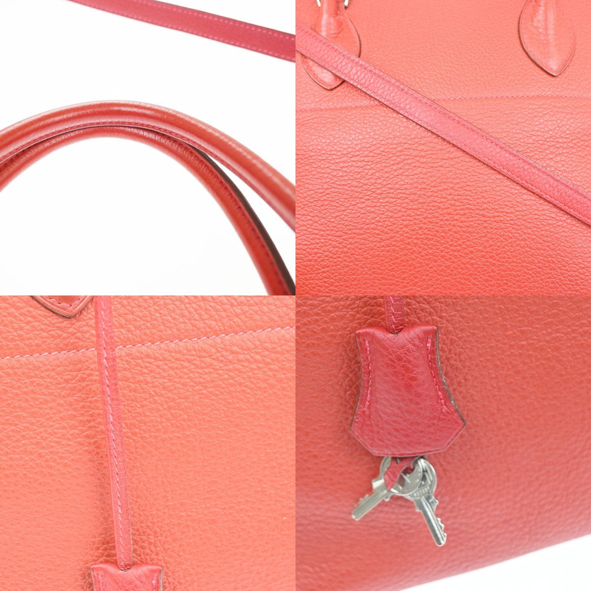 HERMES Bolide 35 2way Shoulder Hand Bag Taurillon Leather Red France 809RL943