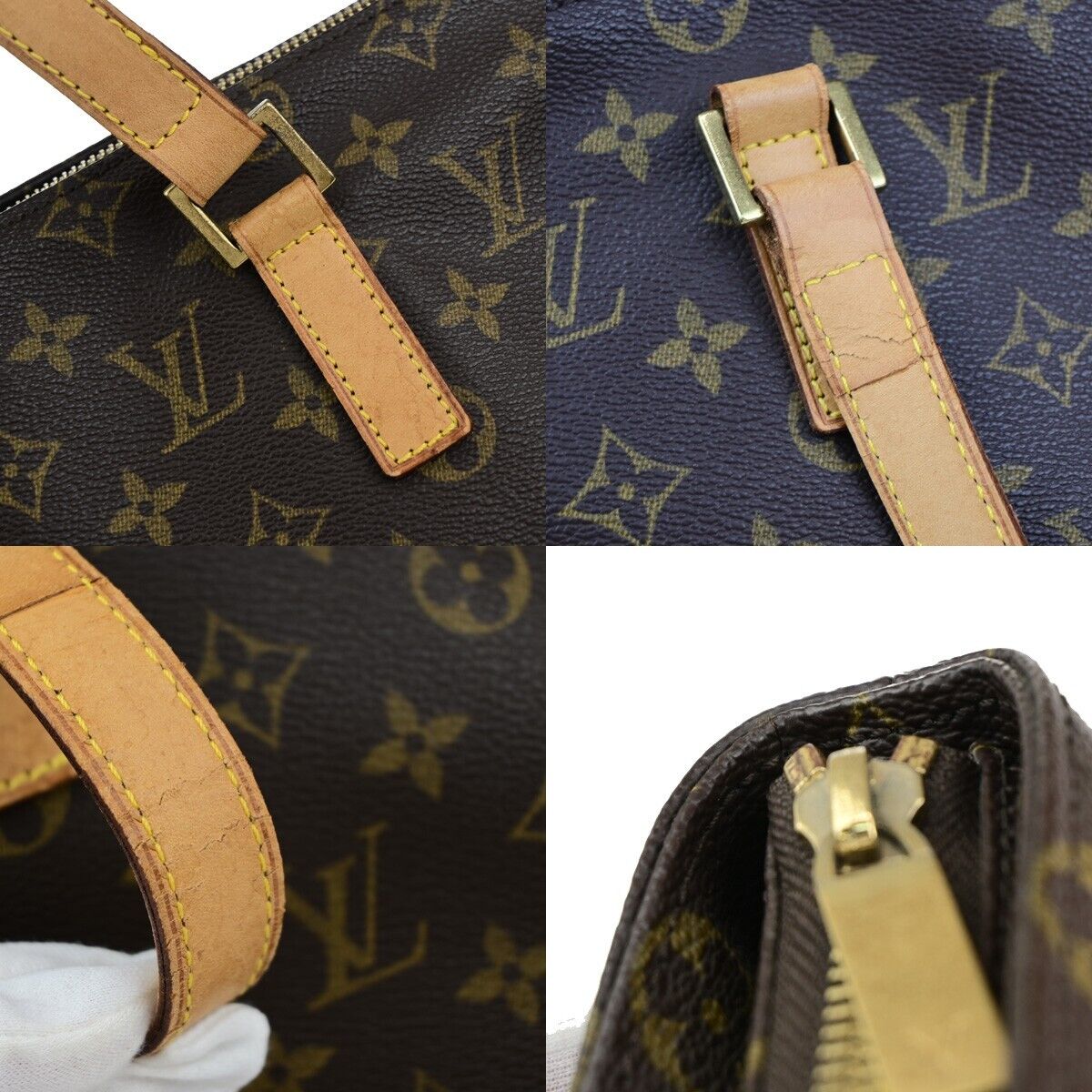 LOUIS VUITTON Cabas Mezzo Shoulder Bag Monogram Leather Brown M51151 13EB141