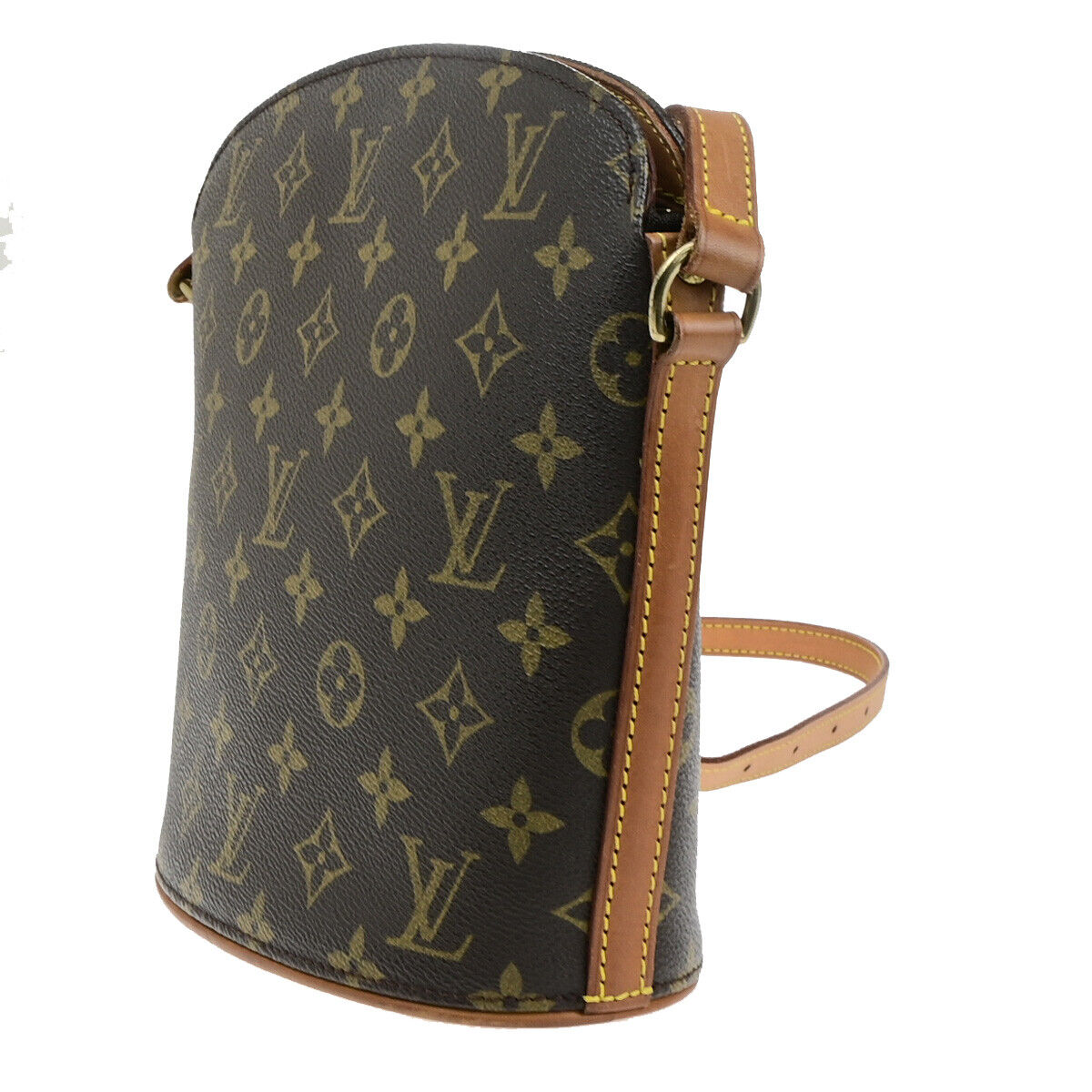 LOUIS VUITTON Logo Drouot Shoulder Bag Monogram Leather Brown M51290 16YF371