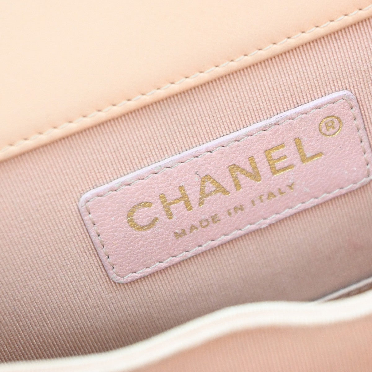 CHANEL Boy CC Logo Chain Shoulder Bag Lamb Skin Leather Pink GHW Italy 865RF731