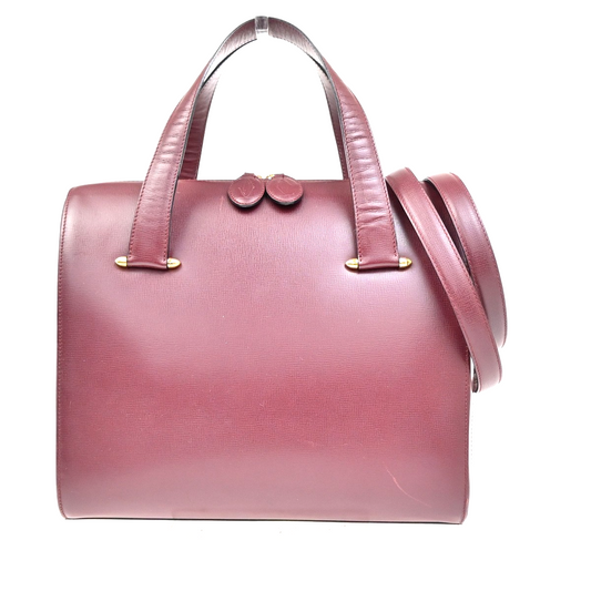 CARTIER Logo Must Line 2way Shoulder Hand Bag Leather Red GHW France 87MA391