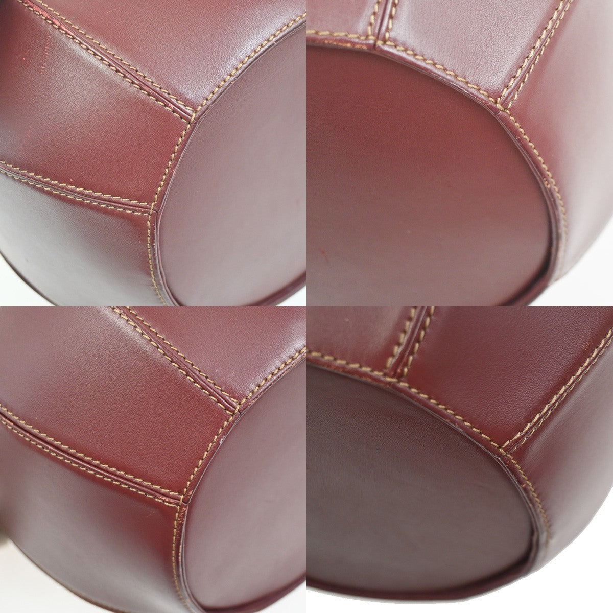 CARTIER Logo Tulip Bucket Drawstring Shoulder Bag Leather Red GHW Spain 35ZA374