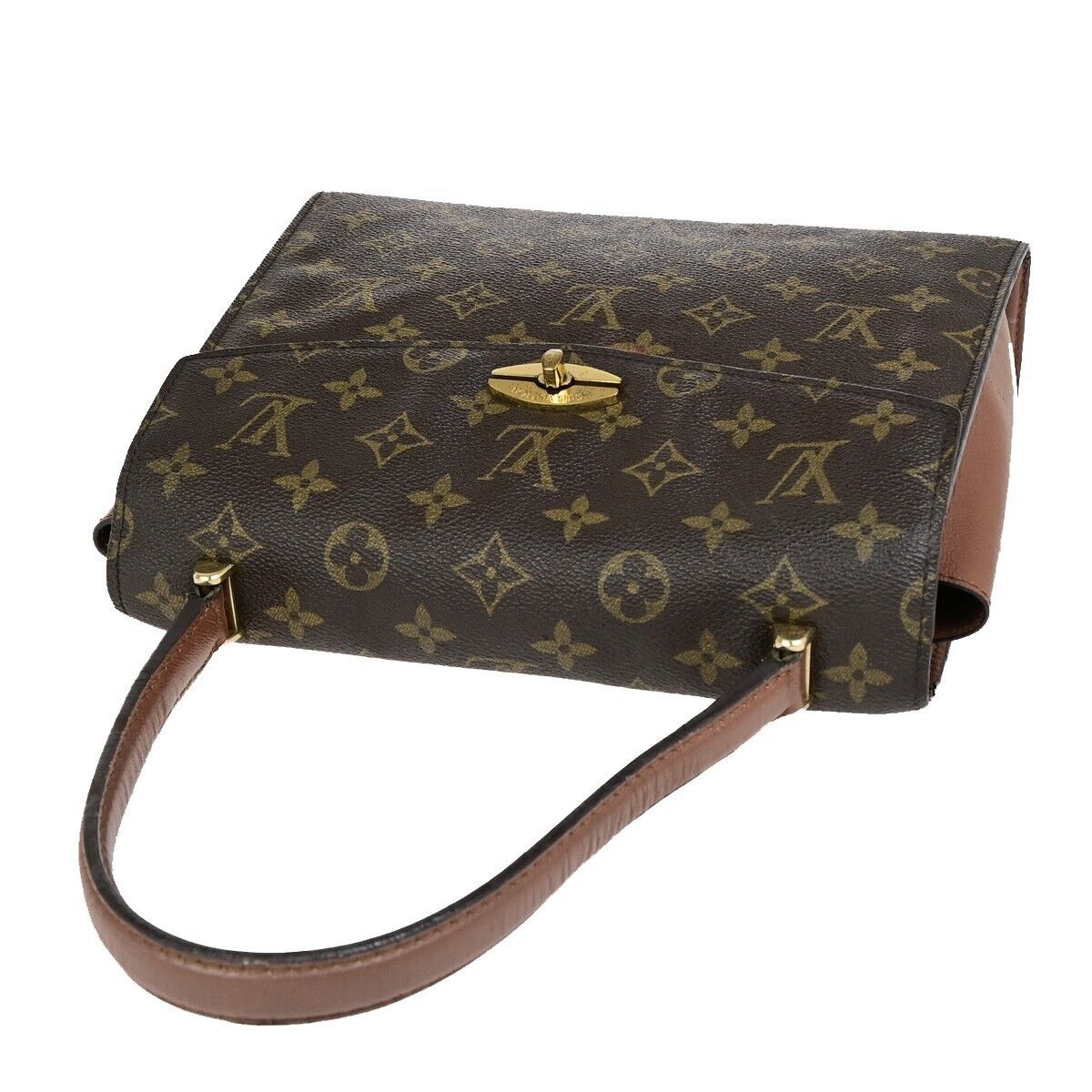 LOUIS VUITTON LV Logo Malesherbes Hand Bag Monogram Leather Brown M51379 65SJ507