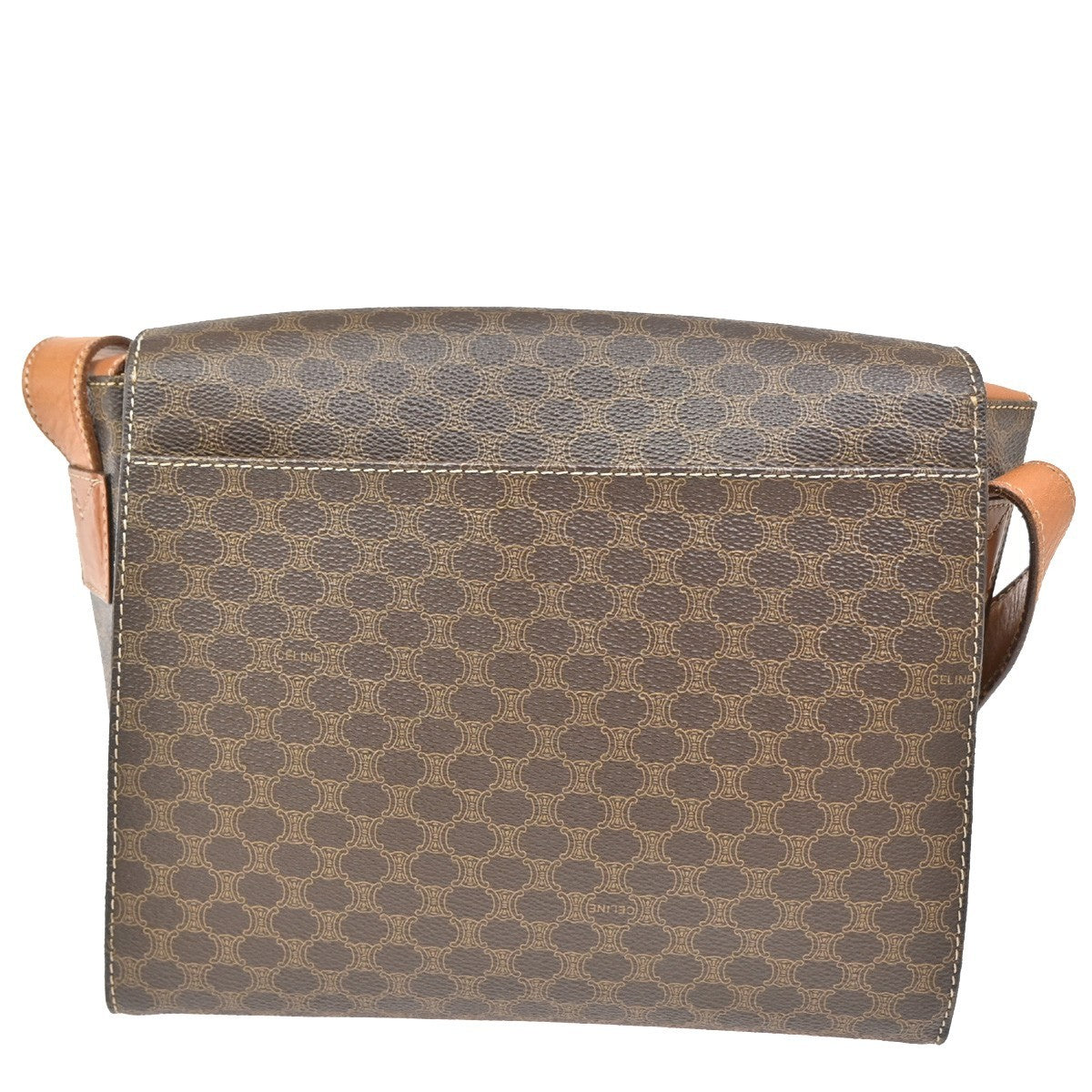 CELINE Macadam Circle Logo Shoulder Bag PVC Leather Brown GHW 88TA110