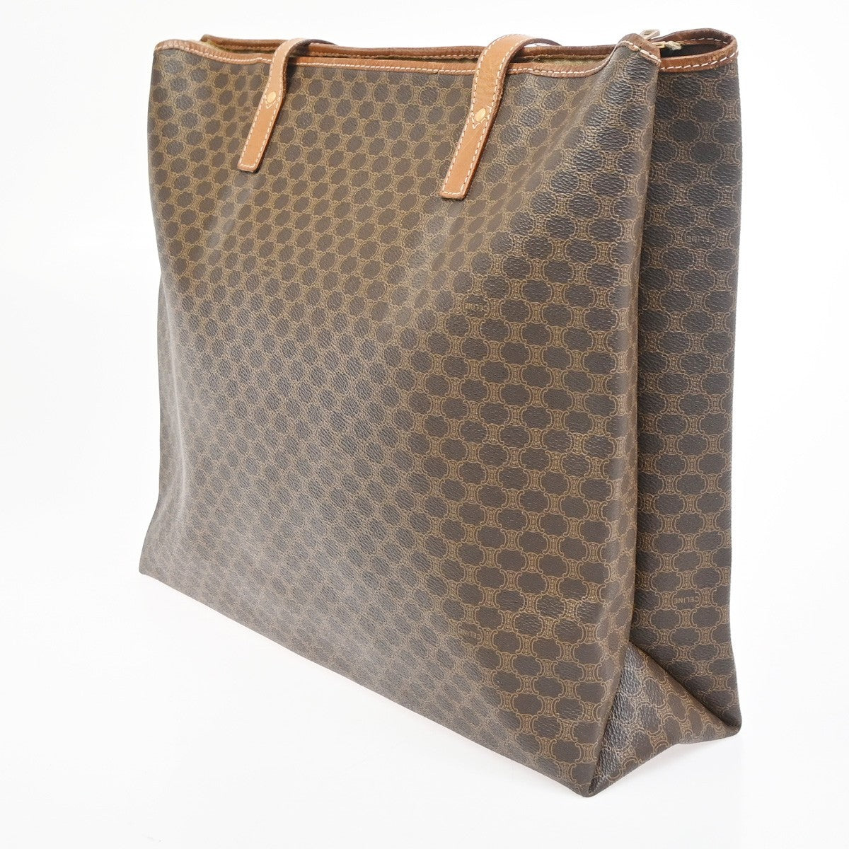 CELINE Logo Macadam Pattern Shoulder Bag PVC Leather Brown GHW Italy 69KC941
