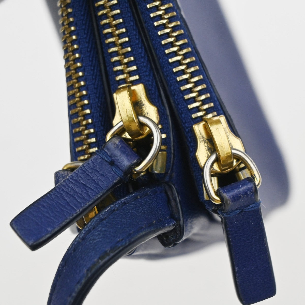 CELINE Logo Trio Small Crossbody Shoulder Bag Leather Blue Italy GHW 35YJ117