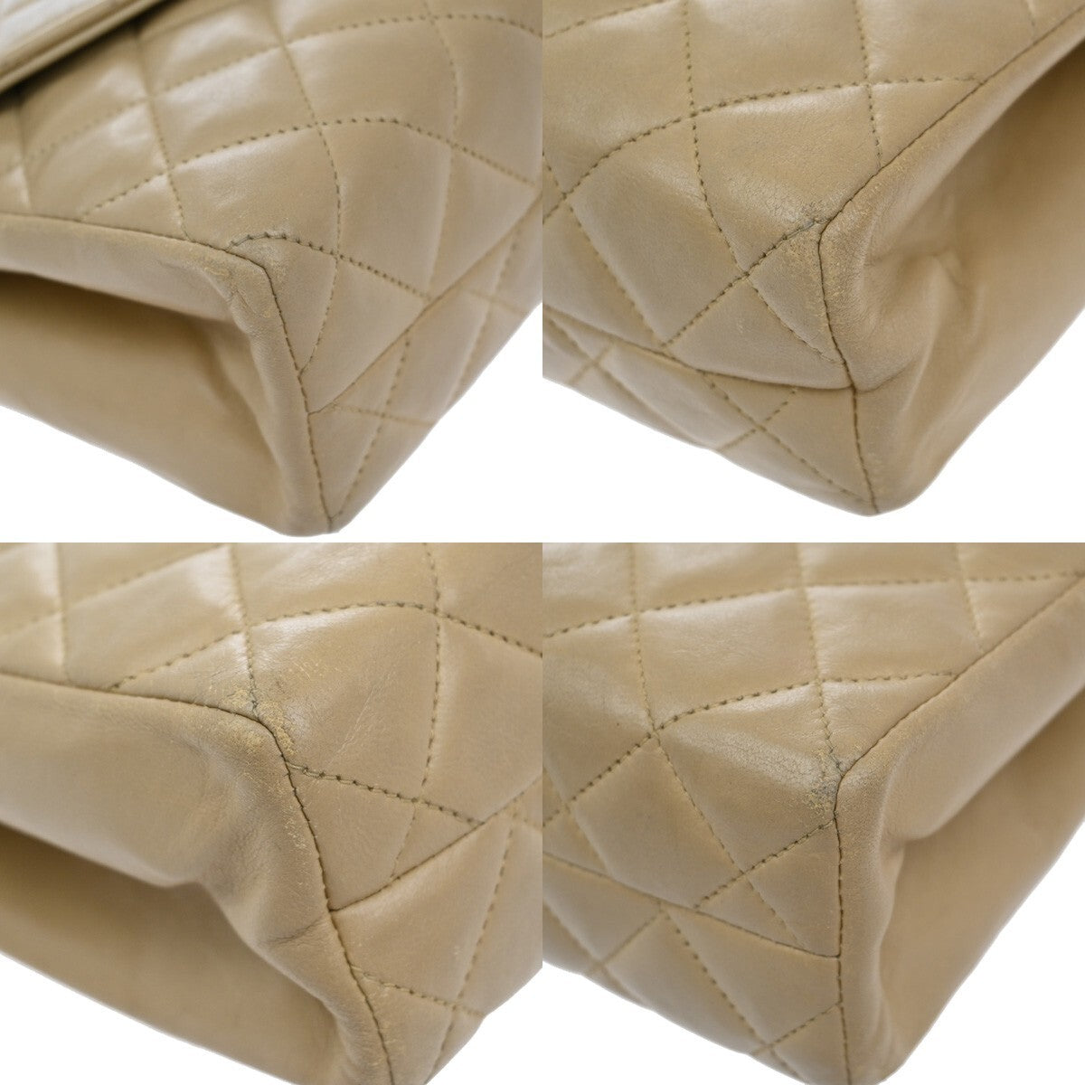 CHANEL CC Logo Mini Matelasse Chain Shoulder Bag Leather Beige GHW 675RF438