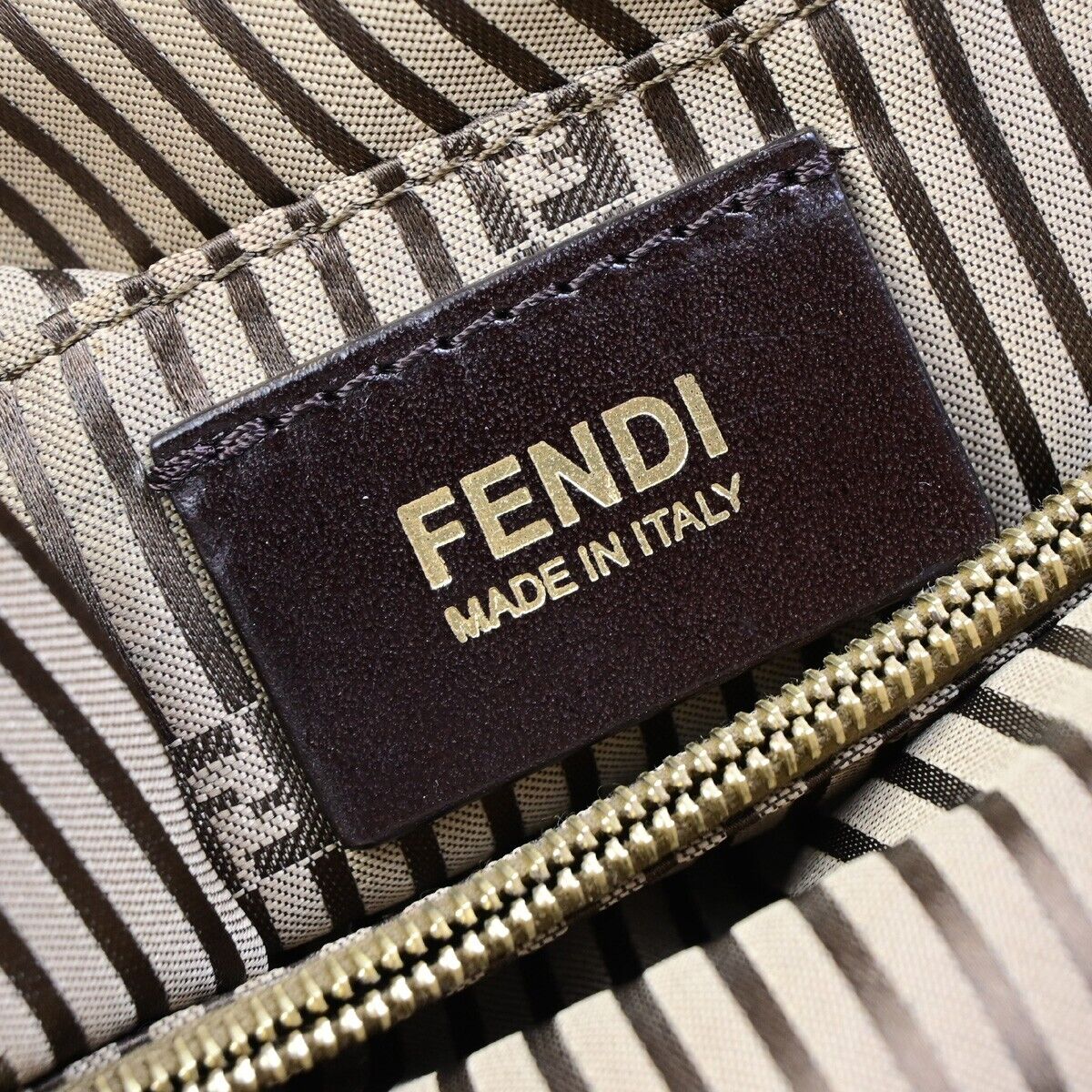 FENDI Logo Chameleon 2Way Shoulder Hand Bag Leather Brown Italy 87EB952
