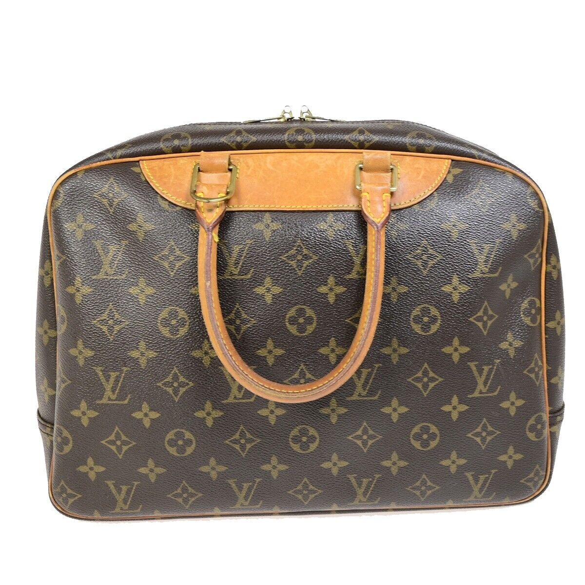 LOUIS VUITTON LV Logo Deauville Hand Bag Monogram Leather Brown M47270 32FB018