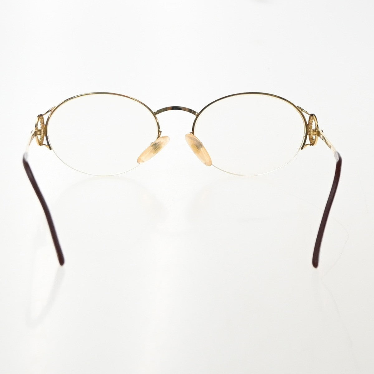 CHRISTIAN DIOR Logo Reading Glasses Eye Wear Metal Plastic Gold Red 09KP535