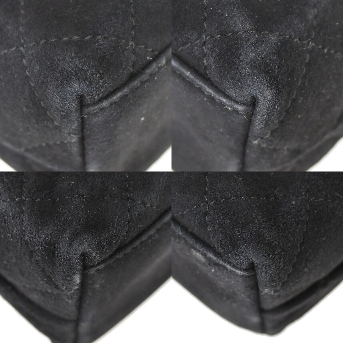 CHANEL CC Logo Mini Matelasse Shoulder Bag Suede Leather Black Gold 691HB551