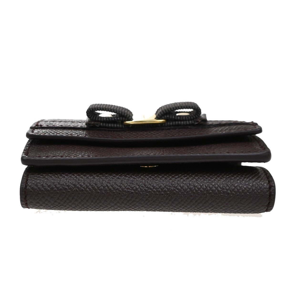 SALVATORE FERRAGAMO Logo Vara Gancini Trifold Wallet Leather Brown Italy 64RL967