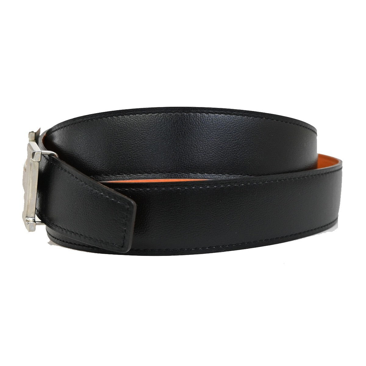 HERMES Constance Reversible Buckle Belt Size 100 Leather Brown Orange 89RF273