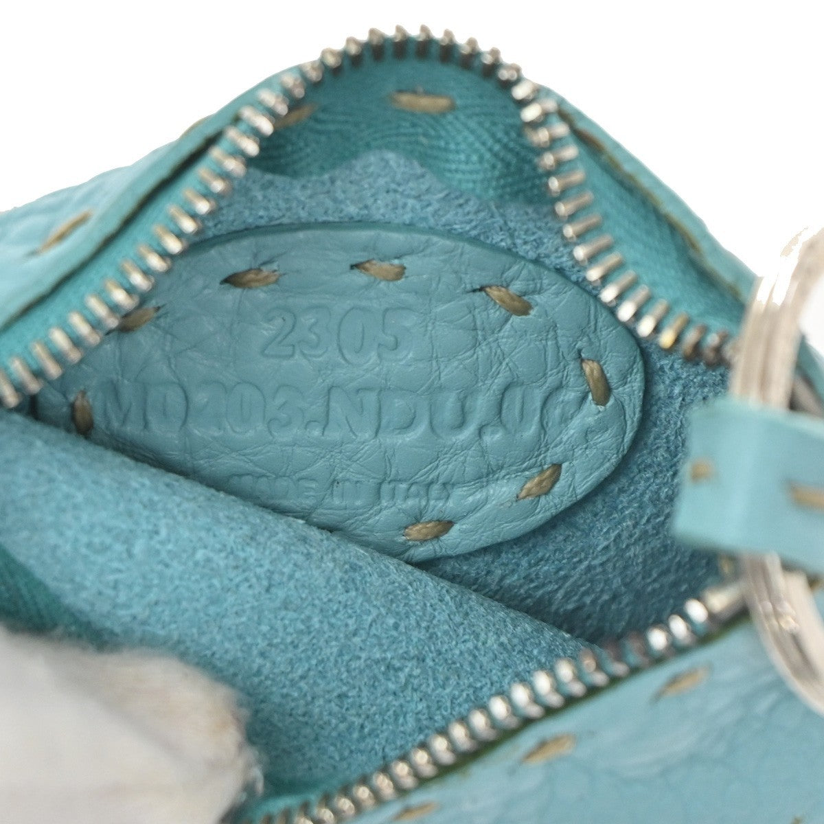 FENDI Logo Micro Coin Wallet Leather Blue SHW Italy 60TA455