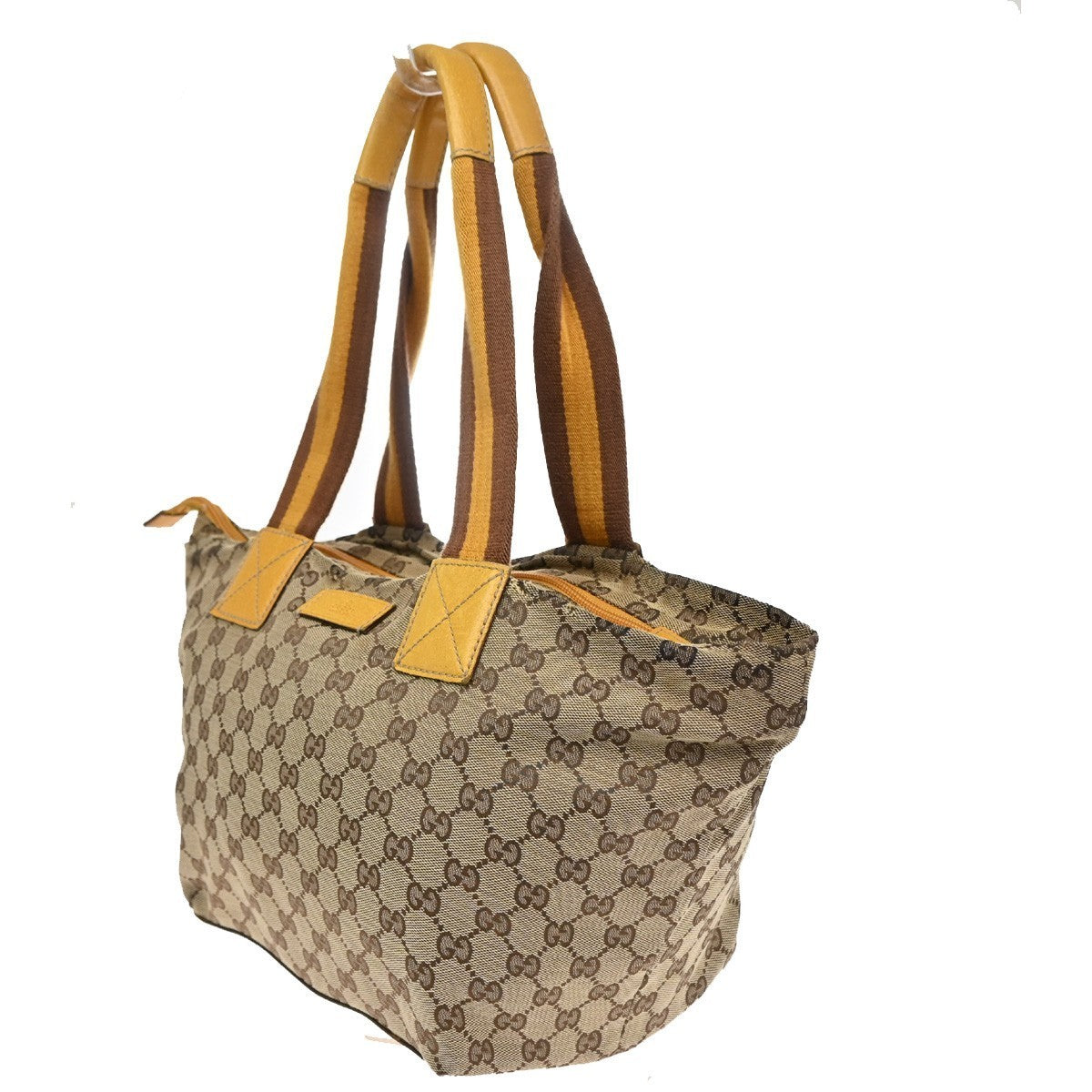 GUCCI GG Canvas Shoulder Tote Bag Leather canvas Yellow Italy 66CA368