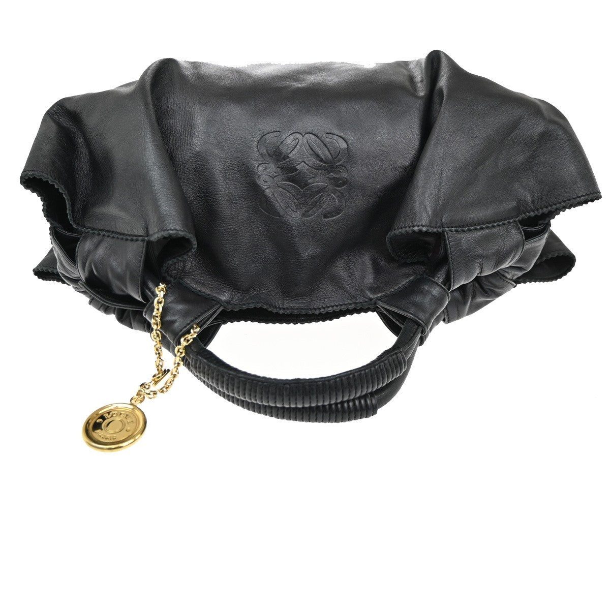 LOEWE Anagram Logo Nappa Aire Tote Hand Bag Leather Black GHW Spain 73KC221