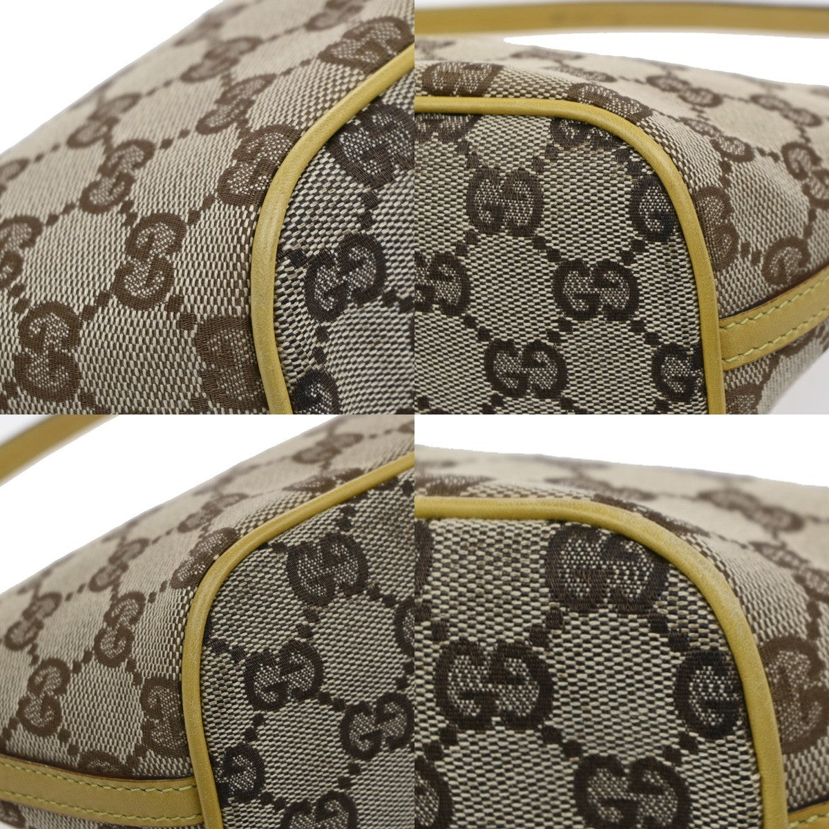 GUCCI GG Pattern Boat Pochette Hand Bag Canvas Leather BE YW Italy 77MA617