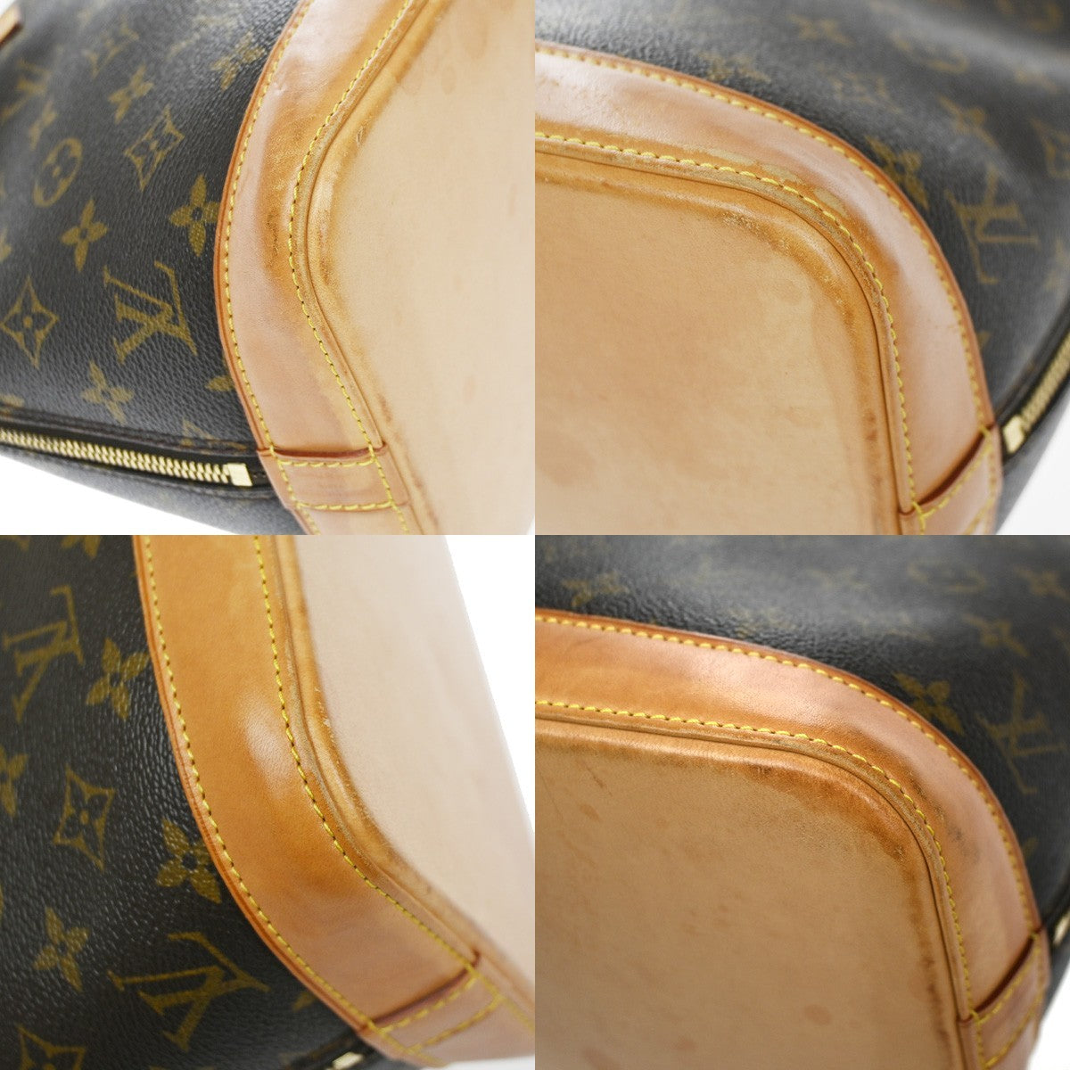 LOUIS VUITTON LV Logo Alma Hand Bag Monogram Leather Brown France M51130 82YJ207