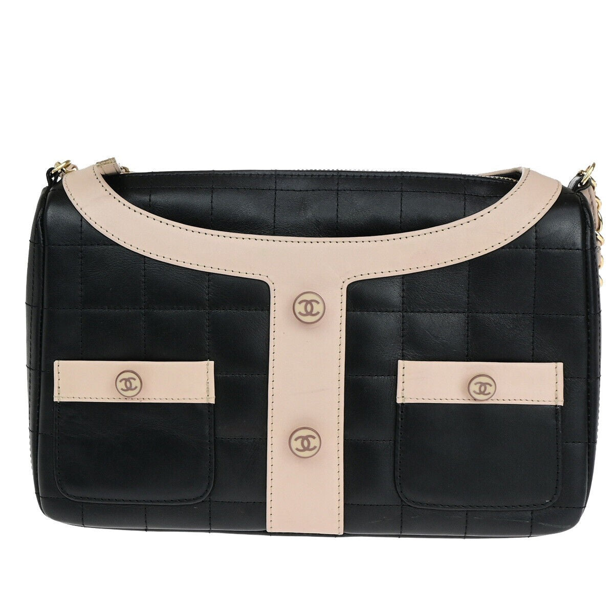 CHANEL CC Girl Jacket Motif Chocolate Bar Chain Shoulder Bag Leather BK 865RK055