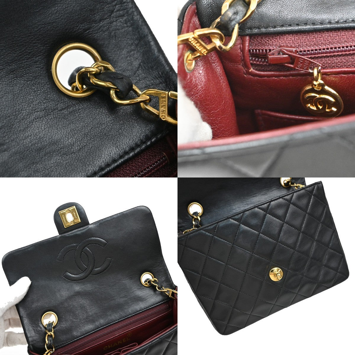 CHANEL CC Mini Matelasse Chain Shoulder Bag Leather Black GHW Vintage 321RF614