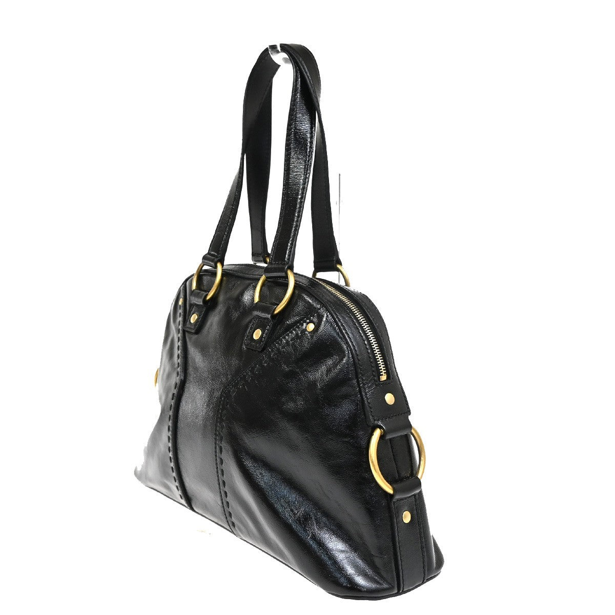 YVES SAINT LAURENT Medium Muse Shoulder Bag Patent Leather Black GHW 71TA627