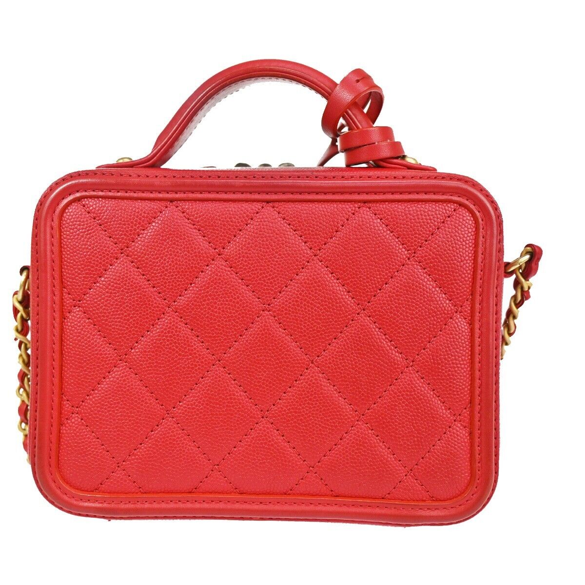 CHANEL CC Mini Matelasse 2Way Chain Shoulder Bag Caviar Leather Red GHW 765RH755