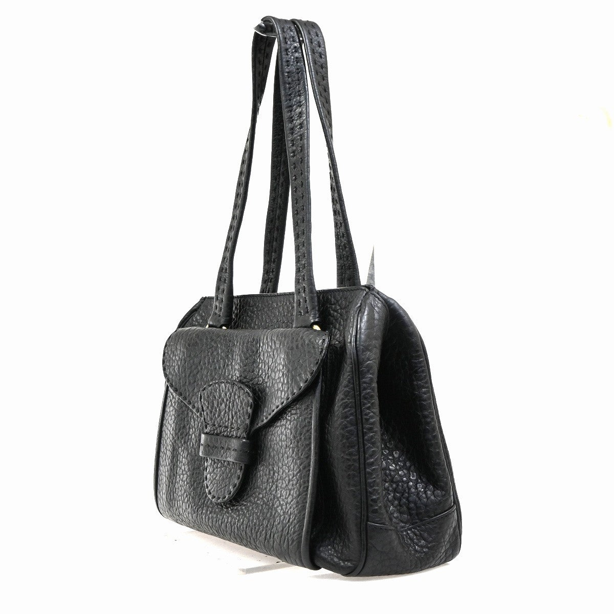 PRADA Logo Shoulder Hand Bag Leather Black GHW Italy 79MA689