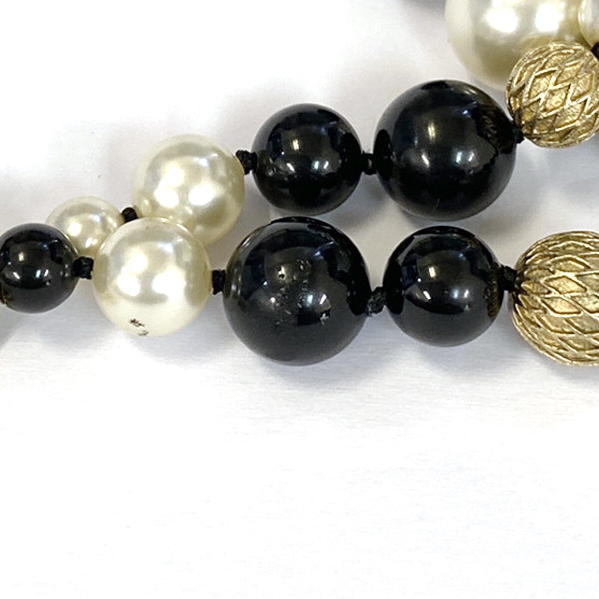 CHANEL CC Chain Pendant Necklace Imitation Pearl Beads A16B BK WE Gold 15RK811