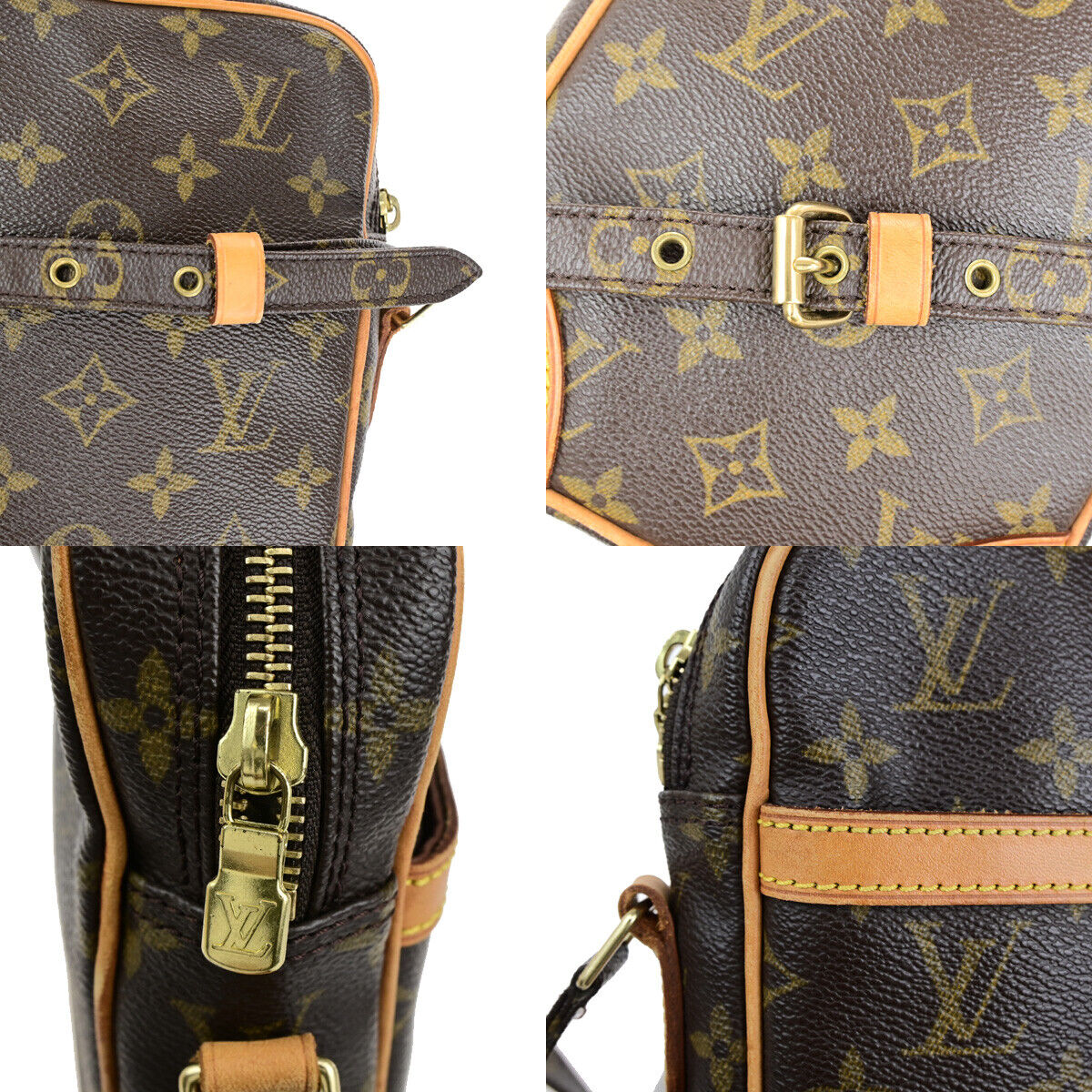 LOUIS VUITTON Danube Shoulder Bag Monogram Leather Brown France M45266 85RF202