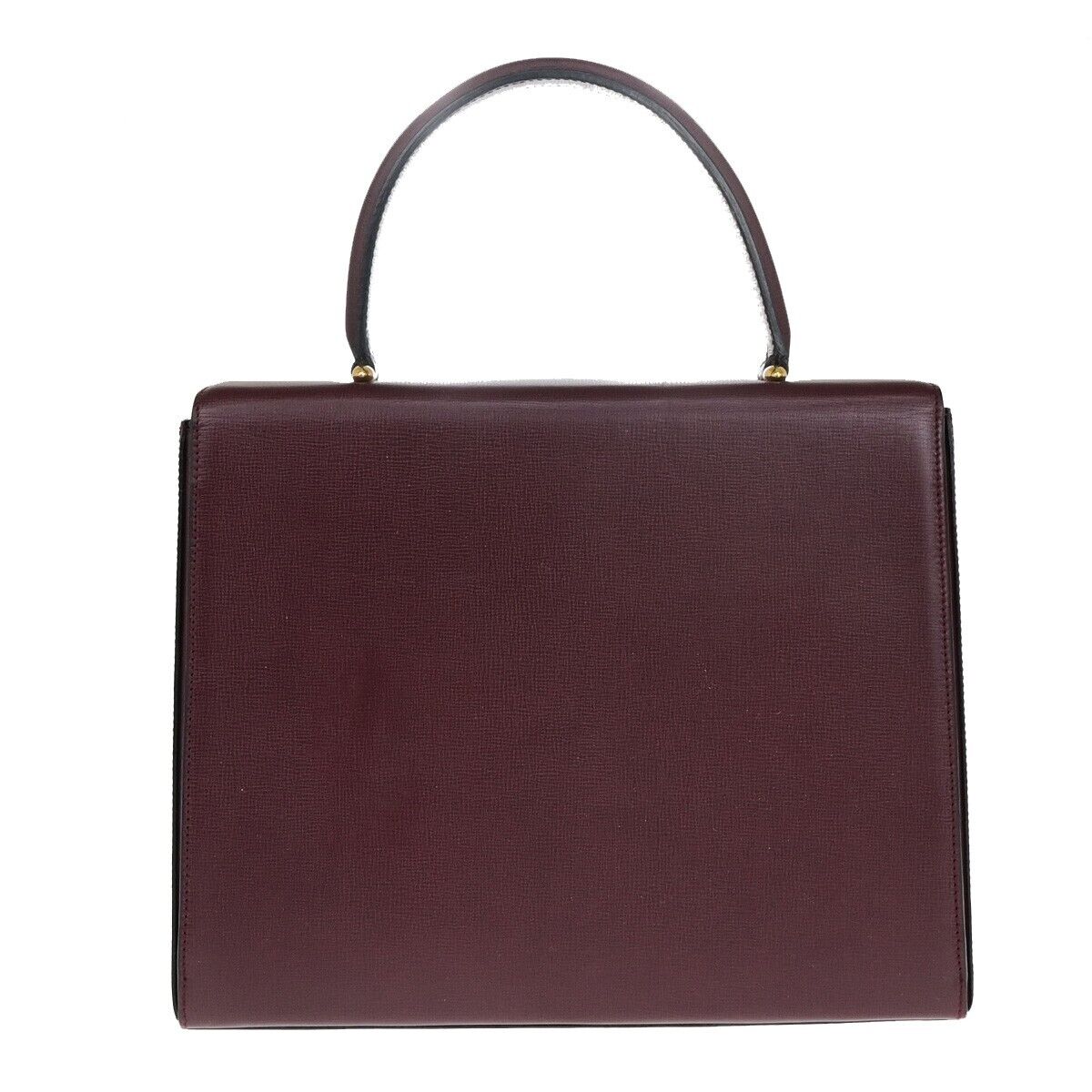 CARTIER 2C Logos Hand Bag Leather Bordeaux Gold-Plated Made In Spain 78EC825