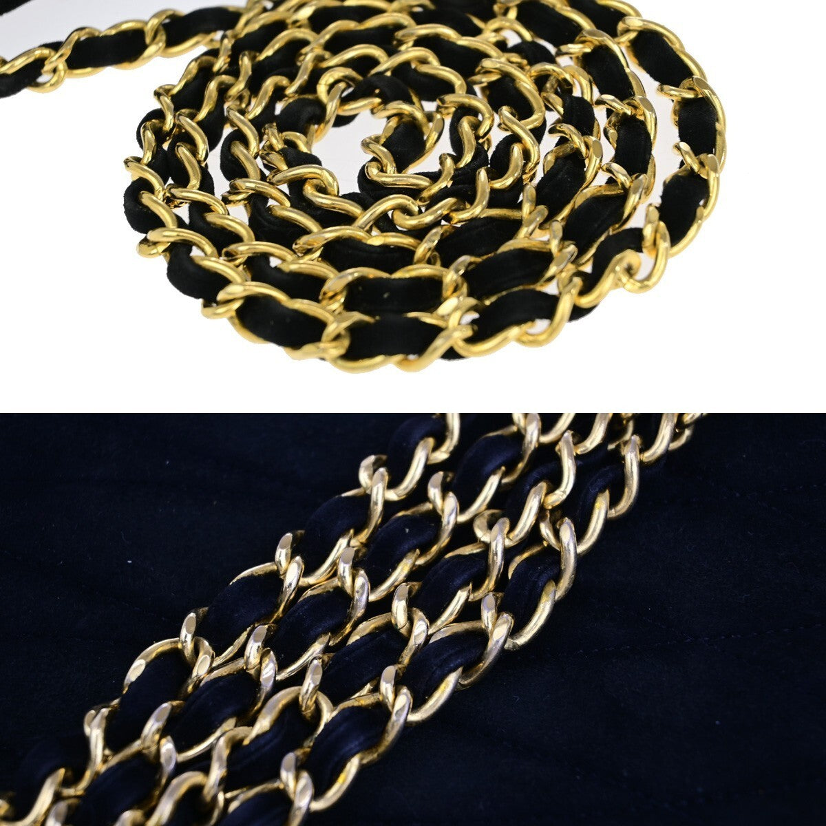CHANEL CC Logo Velvet Chain Shoulder Bag Suede Leather Black Vintage 683RK554