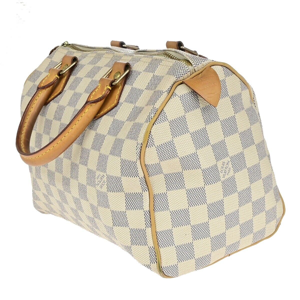 LOUIS VUITTON Speedy 25 Hand Bag Damier Azur Leather White U.S.A. N41534 13ED028