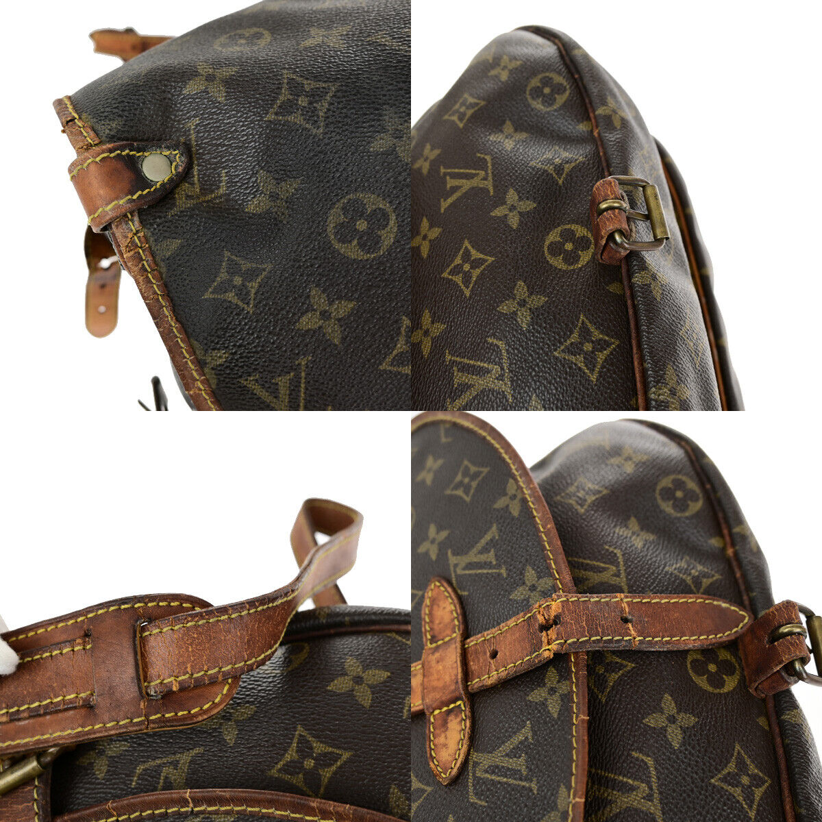 LOUIS VUITTON Logo Saumur 30 Shoulder Bag Monogram Leather Brown M42256 09YE885