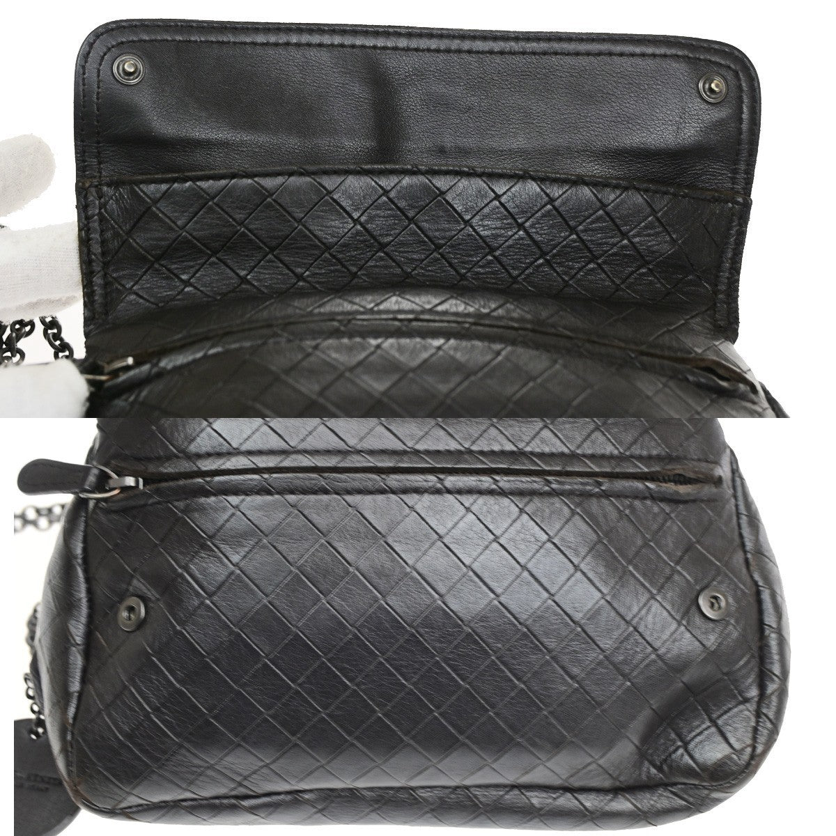 BOTTEGA VENETA Logo Intrecciato Chain Wallet Leather Brown 88CB069