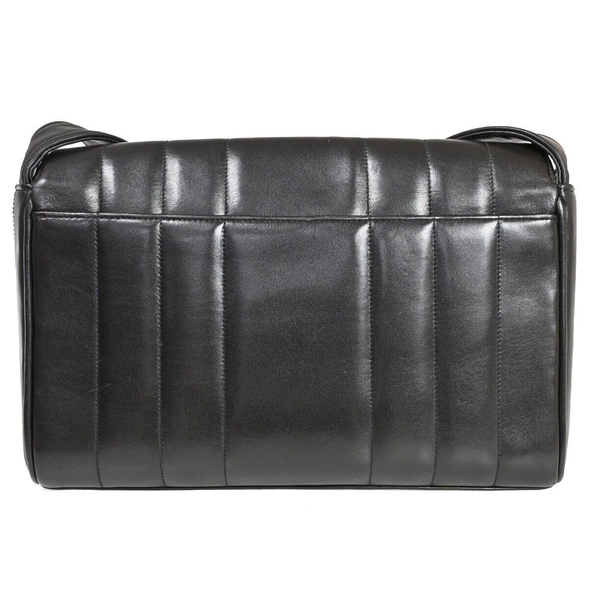 CHANEL CC Logo Mademoiselle Shoulder Bag Leather Black GHW Vintage 373RF094