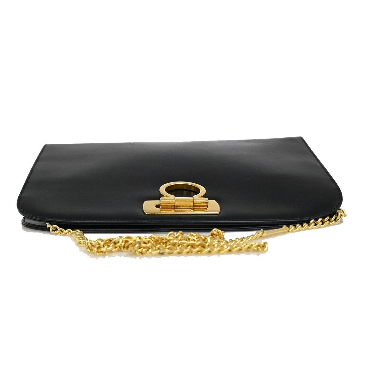 SALVATORE FERRAGAMO Gancini 2Way Chain Shoulder Bag Leather Blue GHW 60YH288