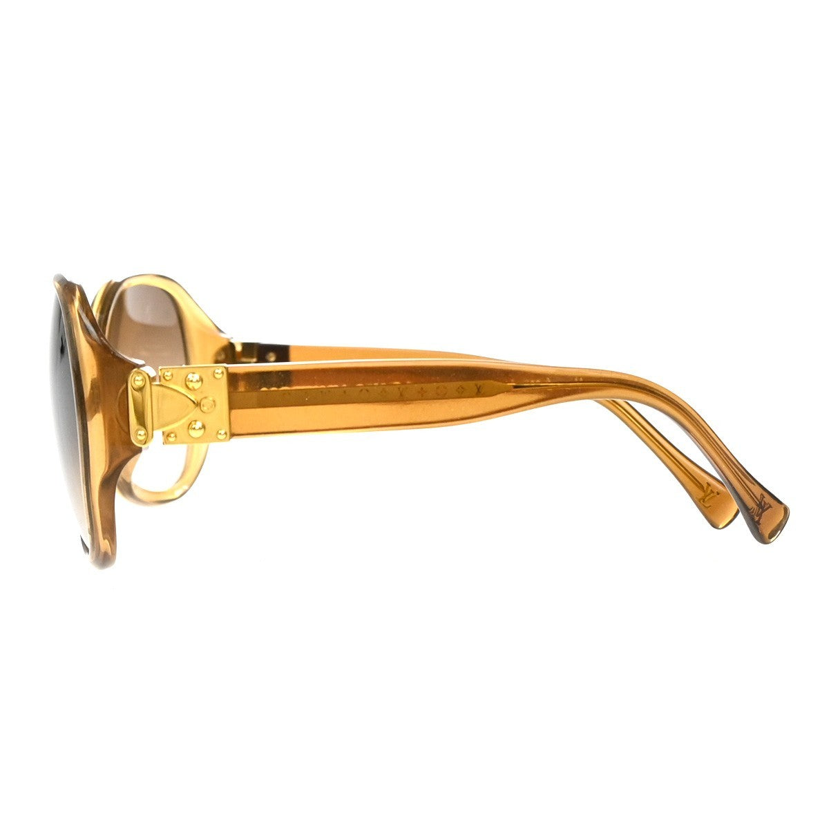 LOUIS VUITTON Glitter Sunglasses Eye Wear Plastic Brown Gold Z0283E 30EG270
