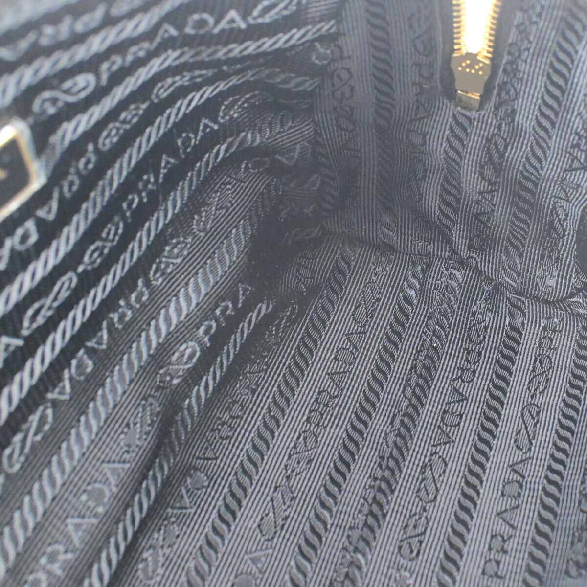 PRADA Logo Cosmetic Pouch VITTELO DAINO Leather Black GHW 32SJ082