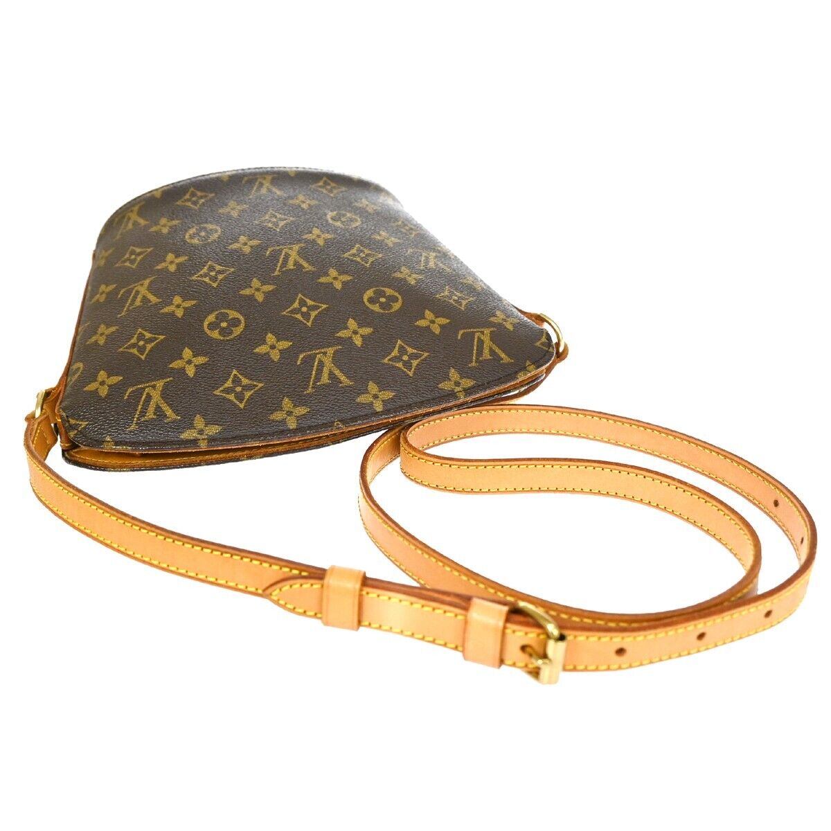 LOUIS VUITTON Logo Drouot Shoulder Bag Monogram Leather Brown M51290 99ED477