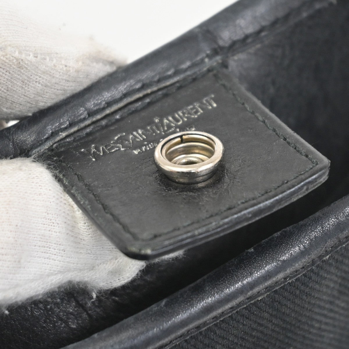 YVES SAINT LAURENT Crossbody Shoulder Bag Canvas Leather Black SHW 04TA445