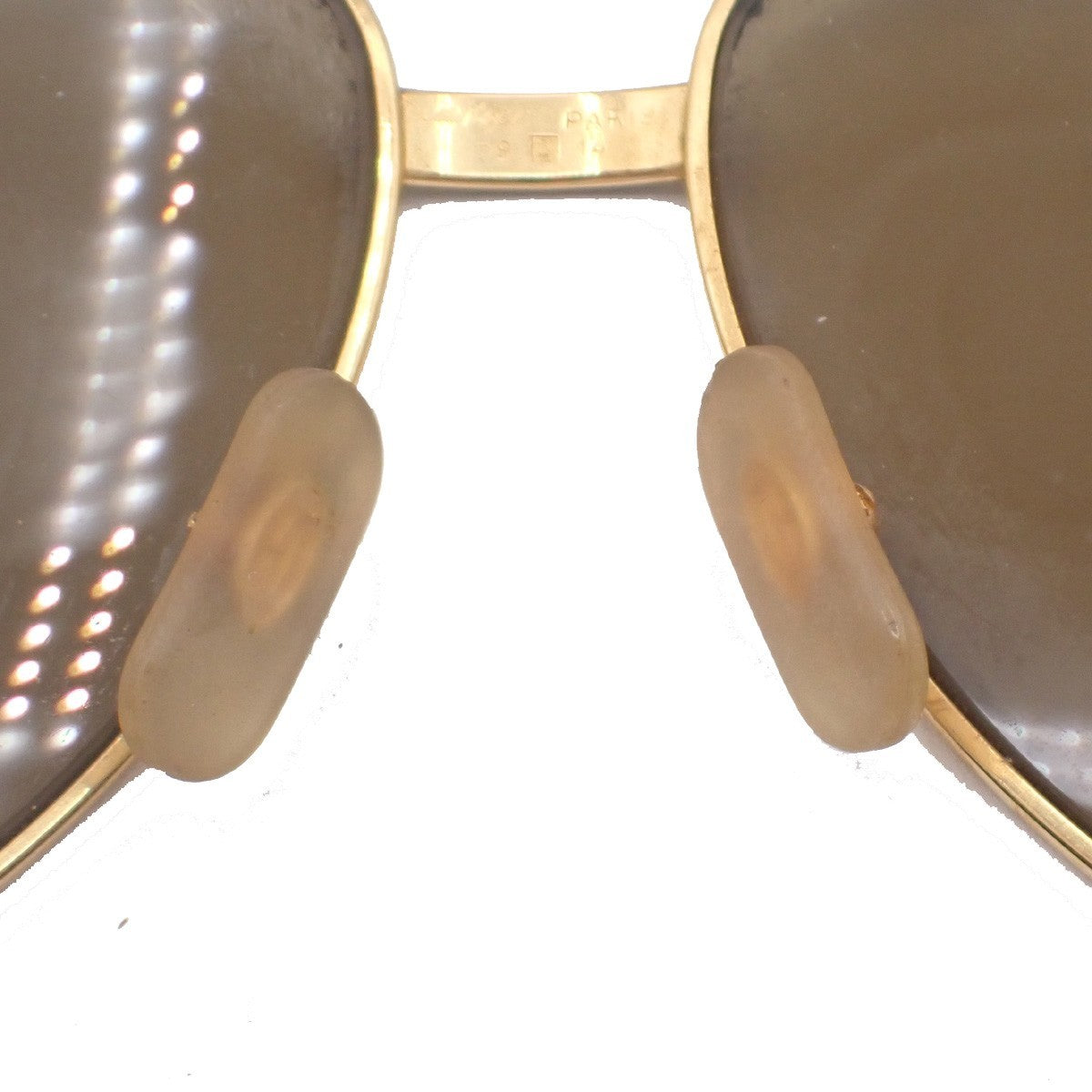 CARTIER Logos Sunglasses Eye Wear Metal Plastic Gold Brown France 64CA892