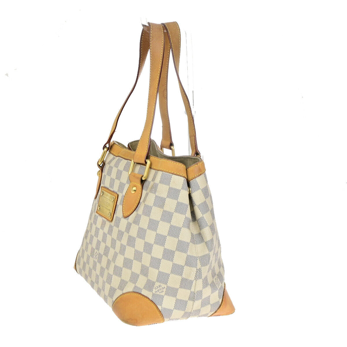 LOUIS VUITTON Hampstead PM Shoulder Bag Damier Azur Leather White N51207 77YF415