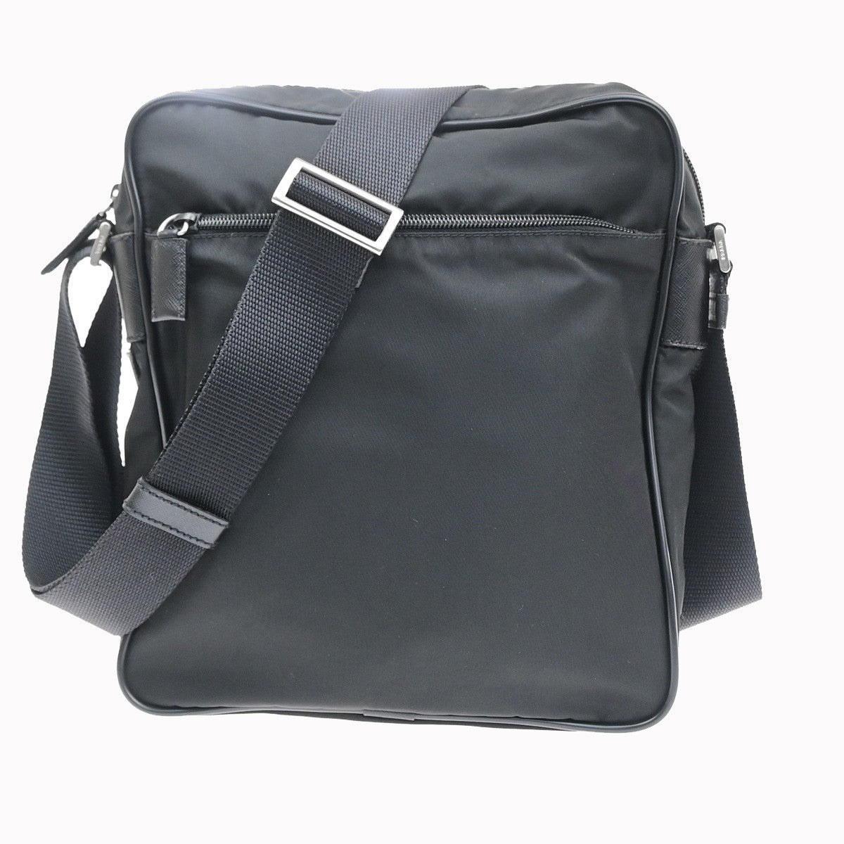 PRADA Tessuto Messenger Shoulder Bag Nylon Canvas Leather BK SHW Italy 30MA717